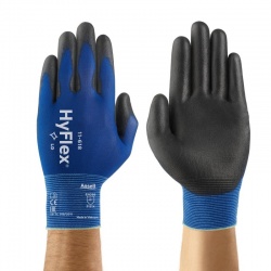 Ansell HyFlex 11-618 Light PU-Coated Black and Blue Gloves